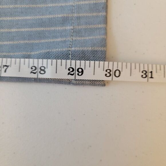 Free People Womens Size 26 Blue White Striped Wide Leg Button Fly Jeans - Picture 11 of 11